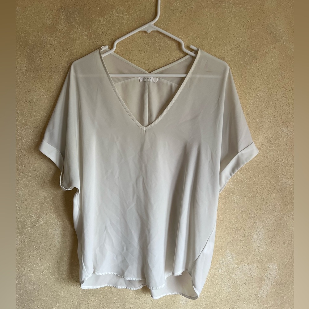 Lush White Cuffed Sleeve Backless Blouse